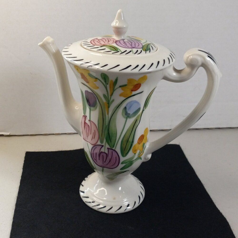 Vintage Blue Ridge Chocolate Pot Easter Parade Ceramic Cottagecore Countrycore